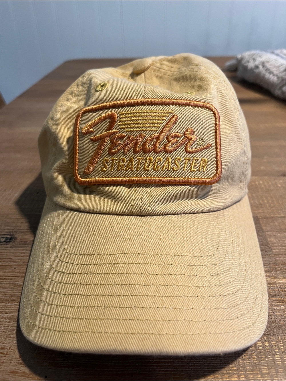 Fender Beige Baseball Cap with Orange Embroidered Patch Never Worn